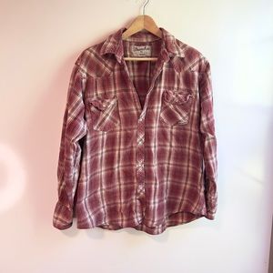 Womens Wrancher by Wrangler Button Down Plaid Flannel Top